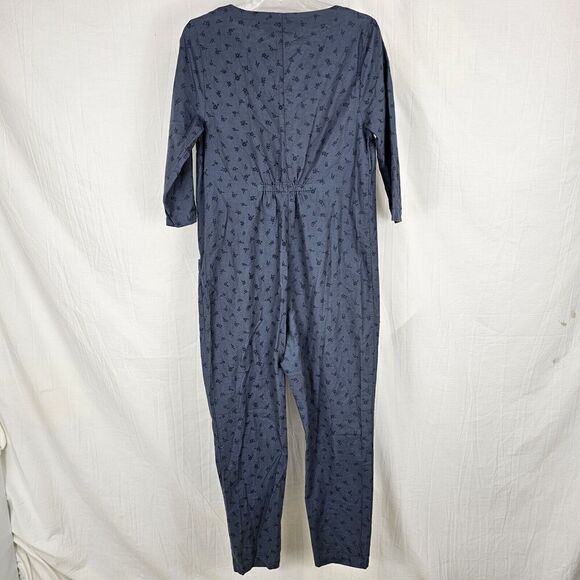 The Nines by Hatch Maternity Jumpsuit Womens Size M Cotton Blue Floral V Neck - Picture 7 of 7